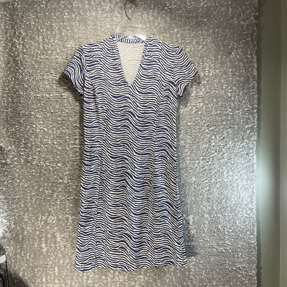 J McLaughlin Ivana Catalina Cloth Shift Dress S Blue Wave Preppy Casual‎ Resort
